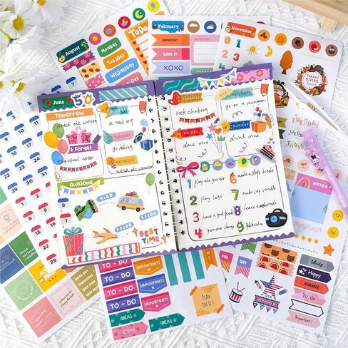 Planner Stickers - 24 Sheets 1000+ Colorful Monthly Designs Planner Sticker Book - The Perfect Scrapbook Sticker Accessories to Enhance Your Daily Calendar and Planner Journaling in Saudi Arabia