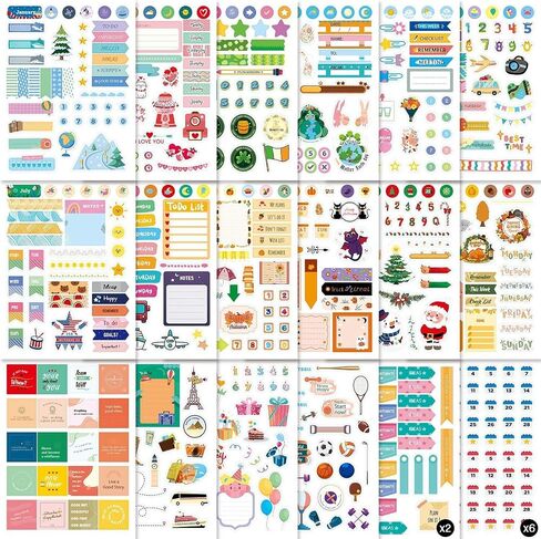 Planner Stickers - 24 Sheets 1000+ Colorful Monthly Designs Planner Sticker Book - The Perfect Scrapbook Sticker Accessories to Enhance Your Daily Calendar and Planner Journaling in Saudi Arabia