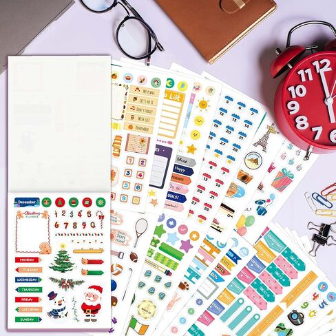 Planner Stickers - 24 Sheets 1000+ Colorful Monthly Designs Planner Sticker Book - The Perfect Scrapbook Sticker Accessories to Enhance Your Daily Calendar and Planner Journaling in Saudi Arabia
