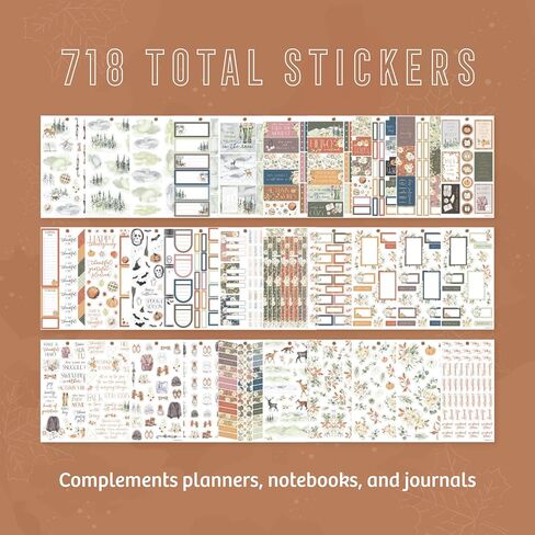 مجموعة ملصقات Happy Planner للتقويمات والمجلات والمشروعات - متعددة الألوان، سهلة التقشير - ملحقات سجل القصاصات - موضوع حصاد الخريف - 30 ورقة، إجمالي 718 ملصقًا in Saudi Arabia