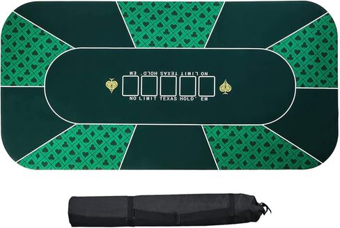 BESTHLS سجادة علوية مستديرة للبوكر، سطح طاولة بوكر من الإسفنج المطاطي المحمول الاحترافي من تكساس، بساط تخطيط لعبة اللاعبين مع حقيبة حمل in Kuwait