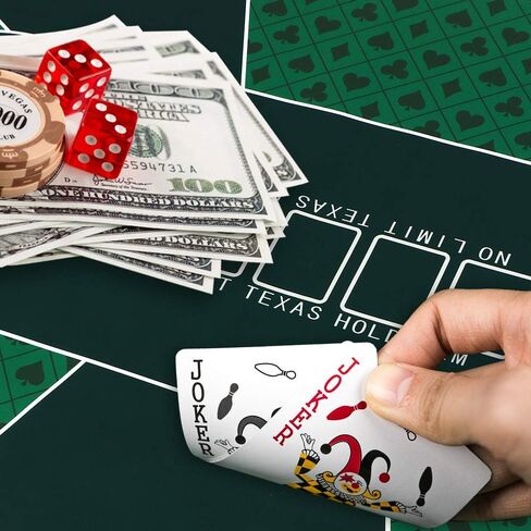 BESTHLS سجادة علوية مستديرة للبوكر، سطح طاولة بوكر من الإسفنج المطاطي المحمول الاحترافي من تكساس، بساط تخطيط لعبة اللاعبين مع حقيبة حمل in Kuwait