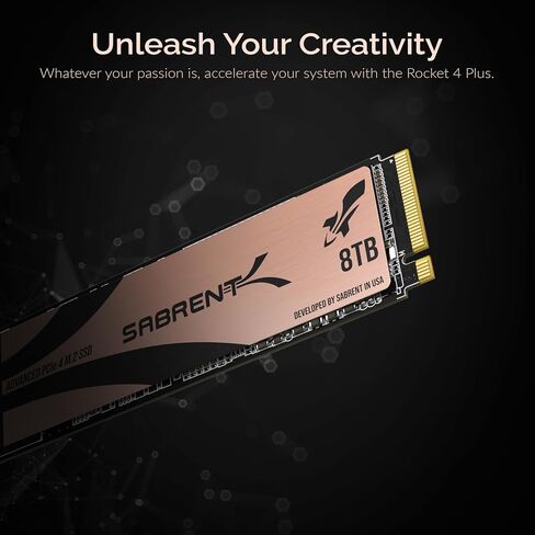 SABRENT Rocket 4 Plus SSD with Heatsink 8TB PCIe Gen 4 NVMe M.2 2280 Internal Solid State Drive, Extreme Speed, Heat Management [SB-RKT4P-HTSP-8TB] in Saudi Arabia