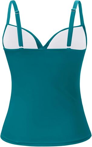 ملابس سباحة نسائية من Tempt Me مخططة باللون الأسود من Underwire Tankini، ملابس سباحة علوية للتحكم في البطن فقط، بدلة استحمام مرفوعة من الأمام بدون قاع L in Kuwait