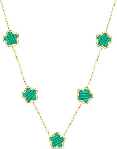 5 Leaf Clover Choker Necklace for Women 18K Gold Plated Stainless Steel Black Lucky Five Leaf Dangle Chain Jewelry Gift for Mother and Daughter in Kuwait