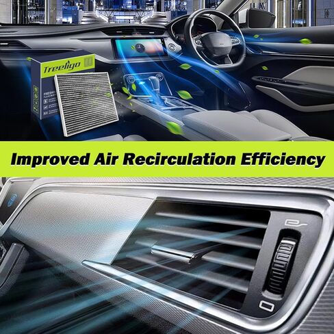 فلتر هواء المقصورة - بديل الكربون المنشط بقشرة جوز الهند لركاب السيارة CF10374، CP374 - ينطبق على دودج دارت 2013-2015| بونتياك فايب 2003-2008| تويوتا تاكوما 2005-2023 in Kuwait