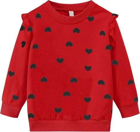CM-Kid طفل الفتيات بلوزات عيد الحب القلب طباعة الملابس سترة للأطفال طويلة الأكمام البلوز قميص 2-7 سنوات in Kuwait