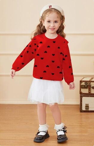 CM-Kid طفل الفتيات بلوزات عيد الحب القلب طباعة الملابس سترة للأطفال طويلة الأكمام البلوز قميص 2-7 سنوات in Kuwait