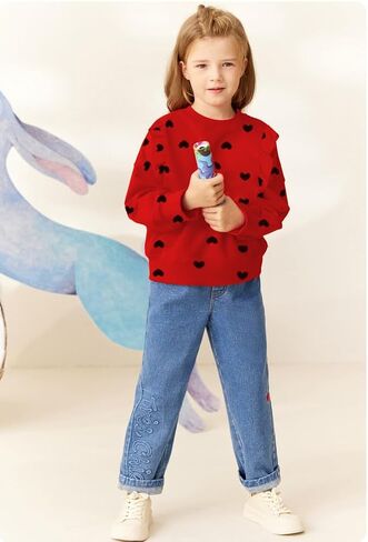 CM-Kid طفل الفتيات بلوزات عيد الحب القلب طباعة الملابس سترة للأطفال طويلة الأكمام البلوز قميص 2-7 سنوات in Kuwait