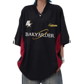 Bakayarder Mens 90s Vintage Jerseys Hip Hop Oversize Shirts Sports Casual Unisex Streetwear Tshirt