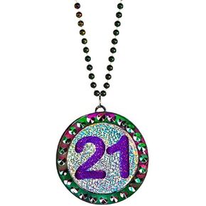 Multicolor Finally 21 Plastic Bead Necklace - 30" - Perfect Party Accessory for Unforgettable 21st Birthday Celebrations - 1 Pc.