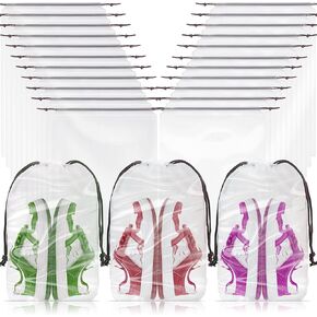 60 Pack Shoe Bags for Travel, 30 Transparent and 30 Translucent Bags, 11.8in X 15.7in Waterproof Drawstring Dust Bags for Packing, Shoes Organizers Storage Pouch for Men and Women