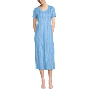 Lands' End Women's Cotton Short Sleeve Midcalf Nightgown