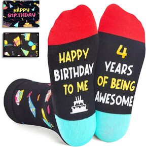 Zmart 4th Birthday Gifts for Boys - Socks for Toddlers 4t, 4 Year Old Boy Girl Gift Ideas, Presents for 4 Year Olds, Black