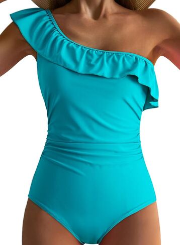 Dokotoo Womens One Piece Swimsuits One Shoulder Ruffle Bathing Suits in Saudi Arabia