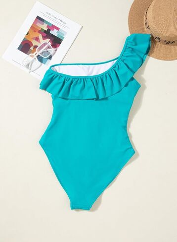 Dokotoo Womens One Piece Swimsuits One Shoulder Ruffle Bathing Suits in Saudi Arabia