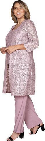 R&M Richards Mother of The Bride Pant Suit, 3 Pieces Dress Set | Sleeveless with Matching Lace Jacket in Kuwait