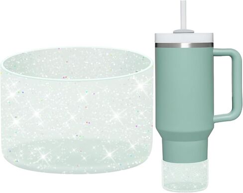 WUQID Protective Bling Silicone Boot Sleeve, Compatible with Stanley Tumbler 20-40oz & Hydro Flask Bottle 12oz-24oz, Glitter Reduces Dents Sleeve Cover for More Bottles/Tumblers Bottom of 2.83-2.95in in Kuwait