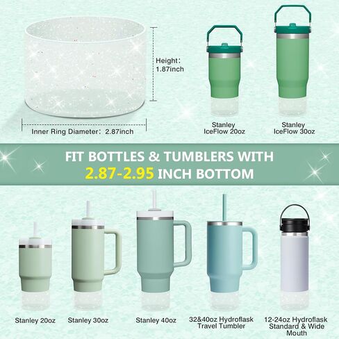 WUQID Protective Bling Silicone Boot Sleeve, Compatible with Stanley Tumbler 20-40oz & Hydro Flask Bottle 12oz-24oz, Glitter Reduces Dents Sleeve Cover for More Bottles/Tumblers Bottom of 2.83-2.95in in Kuwait