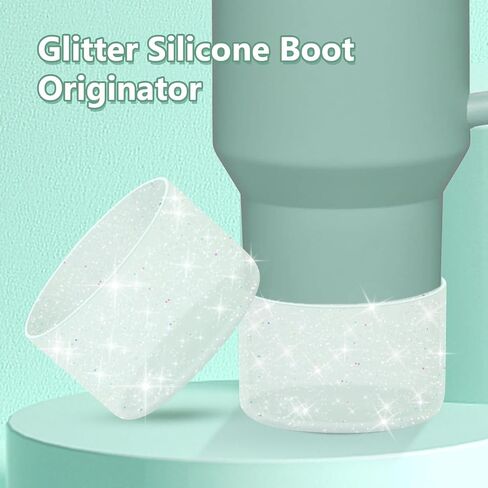 WUQID Protective Bling Silicone Boot Sleeve, Compatible with Stanley Tumbler 20-40oz & Hydro Flask Bottle 12oz-24oz, Glitter Reduces Dents Sleeve Cover for More Bottles/Tumblers Bottom of 2.83-2.95in in Kuwait