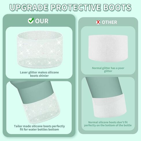 WUQID Protective Bling Silicone Boot Sleeve, Compatible with Stanley Tumbler 20-40oz & Hydro Flask Bottle 12oz-24oz, Glitter Reduces Dents Sleeve Cover for More Bottles/Tumblers Bottom of 2.83-2.95in in Kuwait