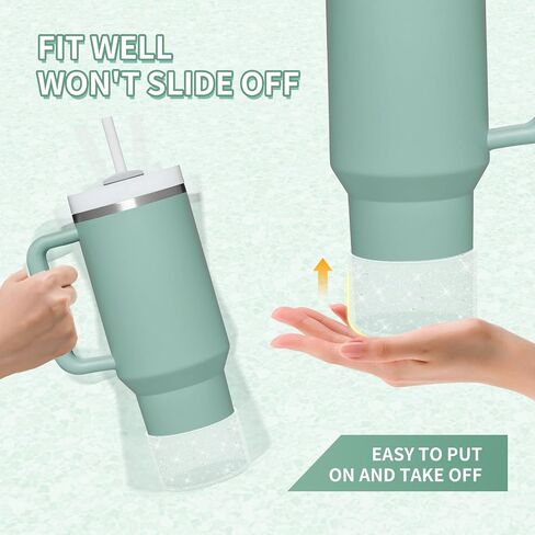 WUQID Protective Bling Silicone Boot Sleeve, Compatible with Stanley Tumbler 20-40oz & Hydro Flask Bottle 12oz-24oz, Glitter Reduces Dents Sleeve Cover for More Bottles/Tumblers Bottom of 2.83-2.95in in Kuwait