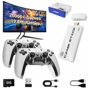 BADGOAL 2025 New Retro Game Console, Nostalgia Gaming Stick, Classic Video Games with 4K HDMI, 20,000+ Games and 19 Emulators, Upgraded Dual 2.4G Wireless Controllers 64GB