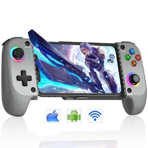 Phone Game Controller for iPhone and Android with RGB, Wireless Mobile Game Controller with Hall Joystick Support Xbox Game Pass, PlayStation, Steam Link, Call of Duty, Roblox & Minecraft ,iOS&Android Gaming Controller Game Boy Color Consoles