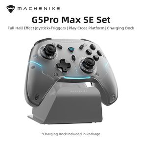 Machenike G5PRO Max SE 1000HZ Wireless Gaming Controller for NS/PC/iOS/Android with Charging Dock,PC Controller Hall Effect Joystick＆Triggers/Gyroscope,RGB Backlight