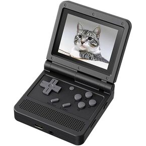 Powkiddy V90 Retro Gaming Console with 3.0" HD IPS Screen, 2000+ Classic Games, Portable Clamshell Design, and Long Battery Life (Black 64GB)