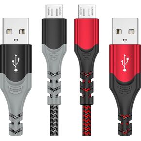 KOOWOD PS4 Controller Charger Charging Cable – 2 Pack 10FT Nylon Braided Micro USB 2.0 High Speed Data Sync Cord for PlayStation DualShock 4, Xbox One S/X Controller, Android Phones