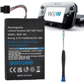 Hisewen 6600mAh Wii U Gamepad Battery ، تم ترقية حزمة بطارية Wii U القابلة للشحن لـ Nintendo Wii U Gamepad Wup-010 Wup-012 in Kuwait