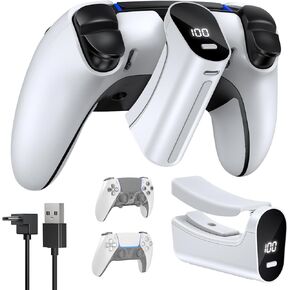 YUANHOT LED Indicator Rechargeable Battery Pack for PS5 and PS5 Edge Controller, 7400mWh Battery Extender for PlayStation 5 and PlayStation Elite Controller, Play and Charge Kit for PS5 Accessories