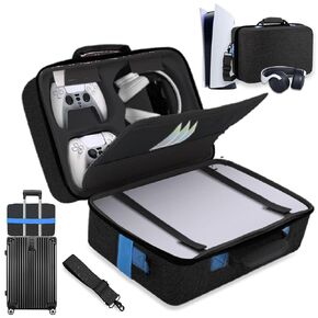 Hard Shell Carrying Case for PS5, Protective Travel Bag Holds PlayStaintion 5 Console, PS5 Storage Bag Compatible with PS5 Disc & Digital Edition, DualSense Controllers, Headset, PS5 Host Base, Black