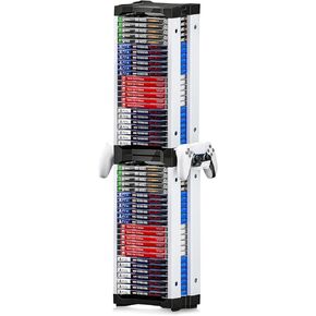 Nargos Video Game Storage Tower for PS5/ PS4/ PS3/ PS2/ PSP/Xbox One/Xbox 360 and Xbox Series X/S/Wii/Wii U and Switch Game Cases, DVD and Blu-Ray Disks Holder Organizer (46 PCS)