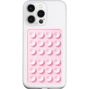 Anteel MAX Silicone Suction Phone Case Adhesive Mount, Upgraded Super Strong Grip, Durable, Easy to Use, Hands-Free Sticky Phone Holder for Selfies, Tiktok Videos, 2.56"x3.94" (LPK&WHT)