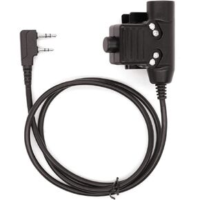 U94 PTT Adapter Push to Talk Big Button Civilian Wiring Tactical Headset to Walkie Talkie Connector 7.1mm Jack to 2 Pin Plug for Baofeng UV-5R UV-82 UV-82HP BF-888s BF-F8HP BF-F9 Kenwood