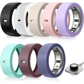 8 Pack Ring Protector Compatible with Oura Ring Gen 4/Oura Ring Gen 3, Silicone Oura Ring Cover Working Out Accessories Men Women, Direct Charging with Cover-M for 8 9 10 11