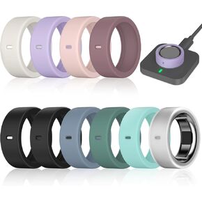 10 Pack Ring Cover Compatible with Oura Ring Gen 4/Oura Ring Gen 3/Samsung Galaxy Ring, Surport Charging with Cover on, Anti-Scratch Elastic Silicone Ring Protector for Men Women Working Out Gym
