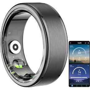 Temdan Smart Ring (2025 Upgraded),Wearable Fitness Smart Ring Health Tracker,Sleep Quality & Heart Rate & Blood Oxygen Monitoring,IP68 Waterproof,No Subscription Fees,Customized Look,Black,Size 11