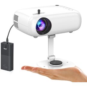 Mini Projector, SEWENS HD Projector Powerbanks Powered , 10000 Lumens Portable Projector with Tripod for Outdoor Travel Theater,Compatible with Android/iOS/Windows/TV Stick/HDMI/USB