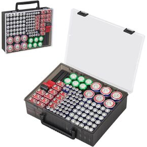 RISOU Battery Organizer Storage Case,Stores More Than 95 Batteries - Battery Storage Box for AA AAA 9V C D Lithium 3vLR44 CR2016 CR1632 CR2032 CR2025 (CASE ONLY) (Transparent)
