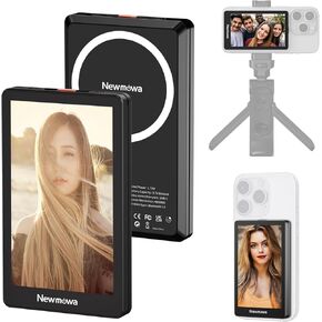 Newmowa Pink Magnetic Phone Vlog Selfie Monitor Screen, 1080P Wireless Recording, Using Phone Rear Camera for Selfie Vlog Live Stream TikTok, Compatible with iPhone(Support 4K 30fps Wired Recording)