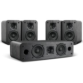 Saiyin 5.0 Home Theater System, 100w HiFi Surround Sound Speakers with Stereo Surround Sound and Classic Rretro Wood Grain for TV/PC, Amplifier or Receiver Required, Passive, Wired Not Inclued