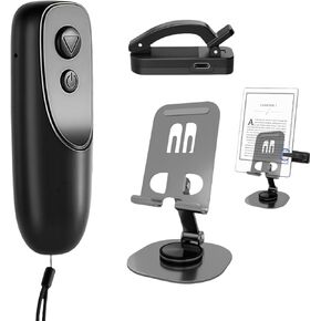 Kindle Holder with Remote Page Turner for Kindle Paperwhite Colorsoft, Bluetooth & RF Kindle Page Turner Remote with Lanyard, Kindle Remote Page Turner and Stand for Reading in Bed(with Holder)