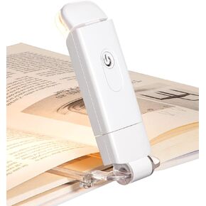 DEWENWILS USB Rechargeable Book Reading Light, 3000K Warm White, Brightness Adjustable Clip on LED Bookmark Lamp at Night in Bed, Portable Booklight for Bookworms, Kids