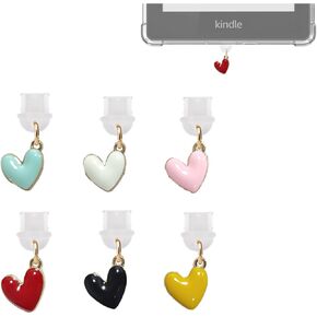 Heart Shape Dust Plug Charm Compatible with Kindle Paperwhite 2021 Released,Type C/USB C Dust Plug,Set of 6