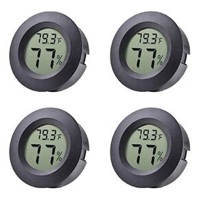 4-pack Mini Hygrometer Thermometer Fahrenheit or Celsius Meter Digital LCD Monitor Indoor Room Round Humidity Temperature Gauge for Humidors Home Humidifiers Car Greenhouse Babyroom