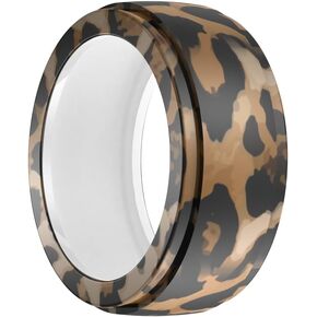 [1 Pcs] Silicone Ring Cover for Oura Ring Gen3/ULTRAHUMAN Ring AIR/RingConn Smart Ring,Elastic Silicone Colorful Pattern Ring Case for RingConn Smart Ring Working Out (Leopard, S)