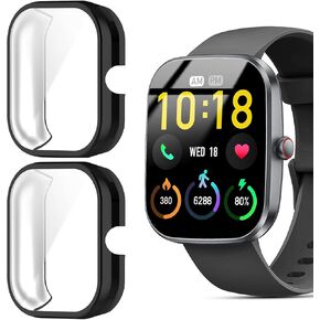 Compatible for Kuizil Smart Watch Case, Lamshaw Soft Slim TPU All Around Protective Shell Anti-Scratch Bumper Cover Case Compatible for Kuizil T70, WeurGhy T70 1.91" Smartwatch (Clear+Clear)